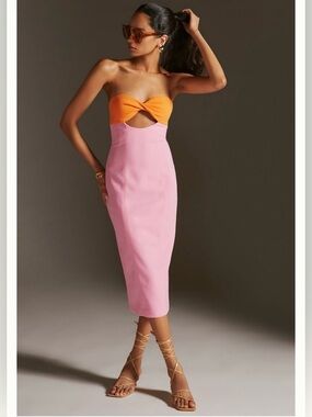 MISHA Twist-Front Midi Dress